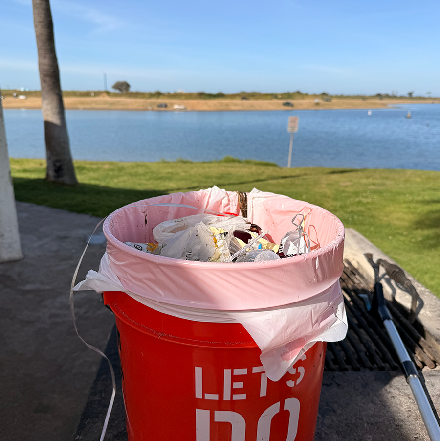 CleanMB campaign artwork encouraging people not to litter in Mission Bay
